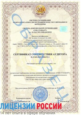 Образец сертификата соответствия аудитора №ST.RU.EXP.00006191-1 Щекино Сертификат ISO 50001